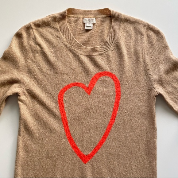 J.Crew Factory Camel Sweater Orange Heart Wool Blend Valentine’s Day Women’s XS - Picture 11 of 11